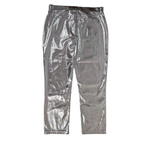 NWT Abercrombie & Fitch 90s Straight Curve Love Silver Vegan Leather Jeans 18 - Picture 2 of 5